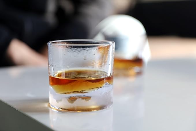 Rocky Mountains Heavy Crystal Whiskey Glasses Gift Set of 2, Thick Freezable Bourbon Glass 1lb Each, Premium Whiskey Gifts for Men, Frozen Crystal Chills Cocktails, 10 oz-Ruum Studio Home