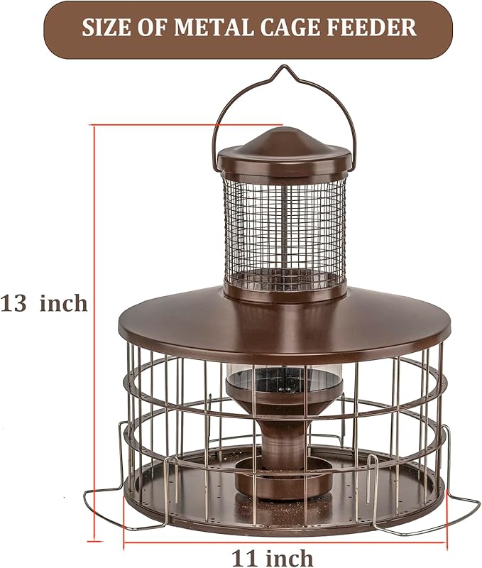 Upgraded Squirrel Proof Bird Feeders, 3Lbs Capacity Caged Bird Feeder, Innovative DIY Starling-Proof, Flexible Adjustment of Grille Size, Caged Seed Tube Feeders Outside Hanging(Copper)-Ruum Studio Home