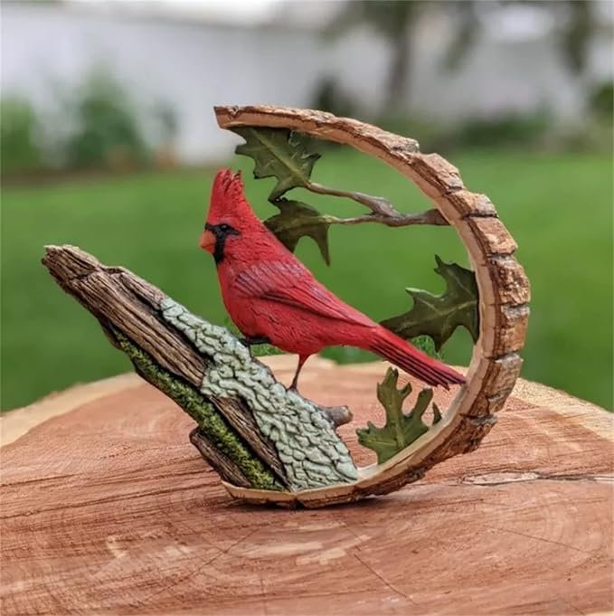 Cardinal Wood Carving - Handmade 'Cardinals Appear When Angels are Near', Unique Original Art Carving Work Statue Decor Small Animal Sculpture Art Wood Miniature-Ruum Studio Home