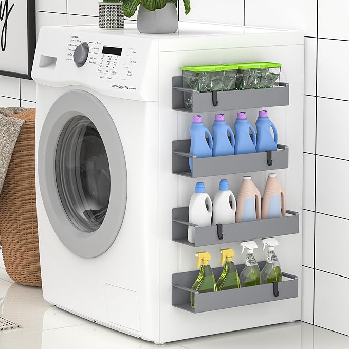 4 Pack Magnetic Spice Rack Organizer for Refrigerator and Oven, Dark Grey Fridge Organizers and Storage for Kitchen-Ruum Studio Home