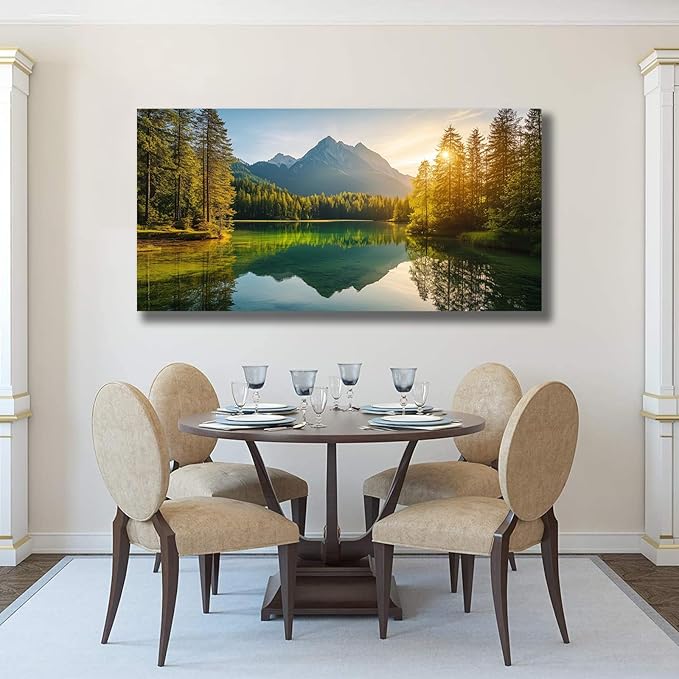 Yuaxker Tree Pictures Wall Decor Green Wall Art Natural Landscape Painting Modern Aesthetic Artwork for Living Room Bedroom Dining Room Office Home Decor 20x40inch-Ruum Studio Home