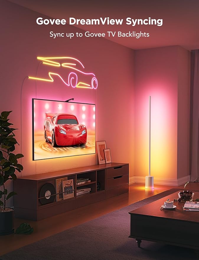 Govee Floor Lamp 2 with Matter, RGBIC, Warm Cool White LED, Alexa Compatible, 1725lm, Music Sync, Scene Modes, Smart Floor Lamp for Living Room, Bedroom, Silver(1 Pack)-Ruum Studio Home