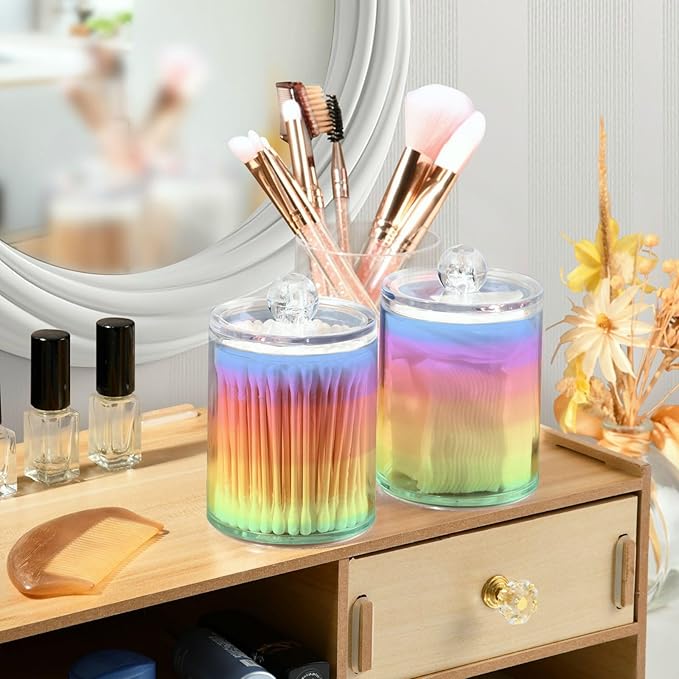 Rainbow Pastel 2PC Airtight Transparent Plastic Storage Jar Food Storage Container Plastic for Food Herbs Tea etc with Storage Lid easy to use and clean With lid Easy To Use-Ruum Studio Home