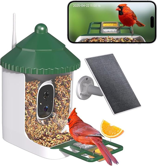 Bird Feeder with Camera AI Identify 2K Live Video Smart Bird Feeder with Camera, 2.4GHZ WiFi Solar Birds House Cameras, Motion Detection Instant Arrival Alerts, Ideal Present for Birds Lovers-Ruum Studio Home