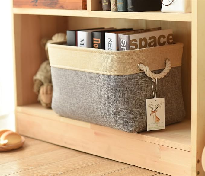 TheWarmHome Fabric Storage Bins Baskets for Organizing, Large Sturdy Storage Basket W/Handles, Decorative Foldable Storage Baskets for Shelves Closet Nursery Toy (Large - 3 Pack 15.7L×11.8W×8.3H)-Ruum Studio Home