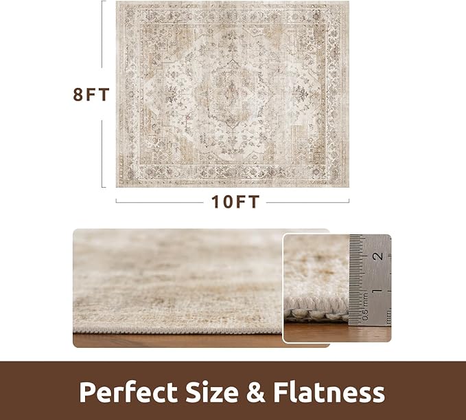 AMOAMI-Area Rug 9X12 Rugs for Living Room-Vintage Soft Beige Rugs for Bedroom-Non Slip Carpet-Washable Rug for Dining Room Living Room Bedroom Office Under Table-Ruum Studio Home