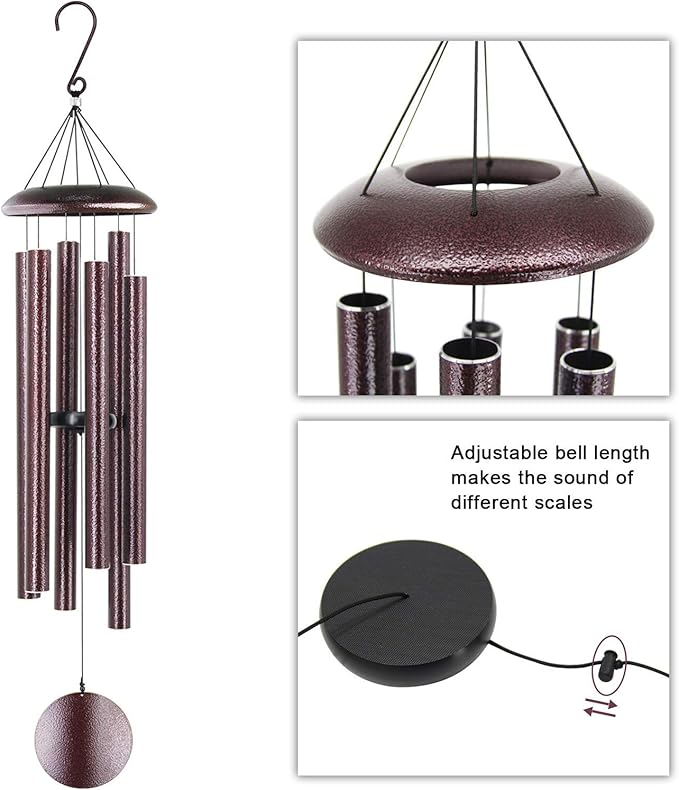ASTARIN Outdoor Wind Chimes, 45 in Memorial Chimes with 6 Heavy Tubes, Large Deep Tone for Garden Hanging Decor, Sympathy Gifts. Bronze-Ruum Studio Home