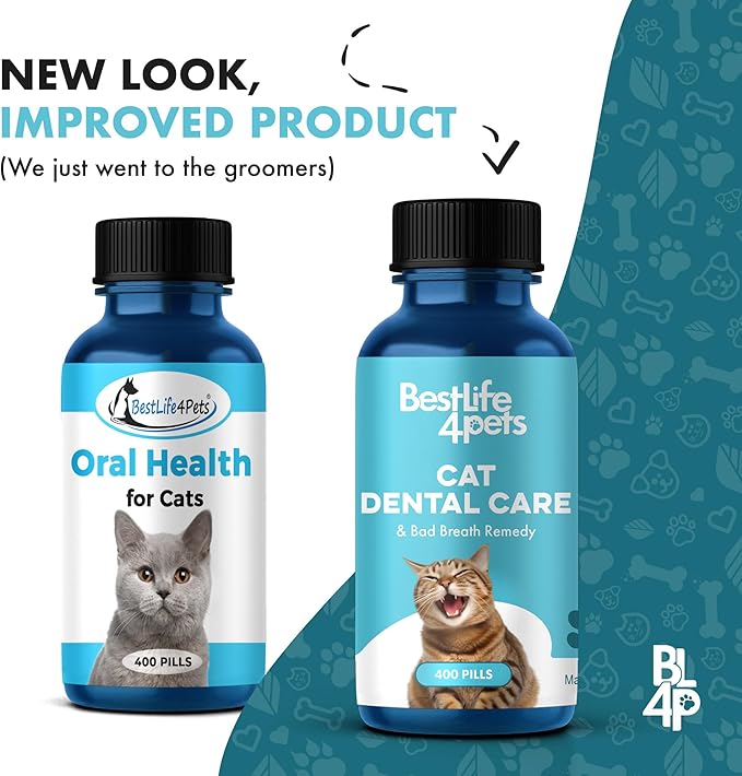 Cat Bad Breath & Oral Health Remedy, Natural Dental Care Cats Teeth, Mouth and Gums, Easy to Use Daily Supplement for Stomatitis, Gingivitis, Plaque & Tartar Control for Cats, 800 Small Pills-Ruum Studio Home