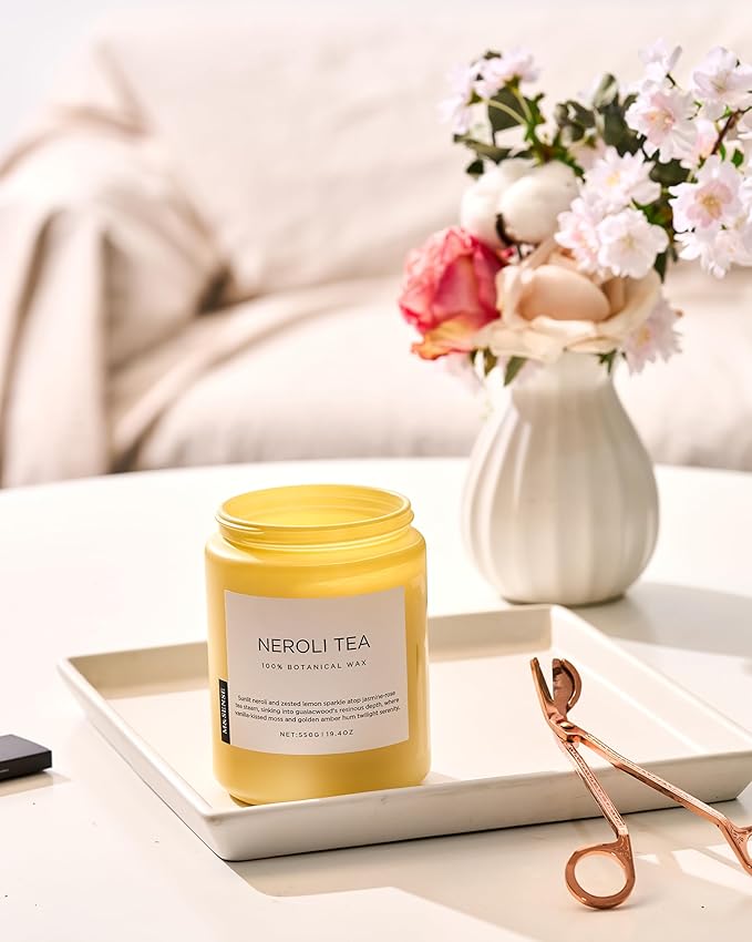 M&SENSE Neroli Tea Scented Candle, 19.4oz 110 Hours Long Lasting Burn 2 Wick Non Toxic Natural Soy Wax Candle for Women, Slow Burning Home Fragrance Gifts for Stress Relief & Relaxing-Ruum Studio Home