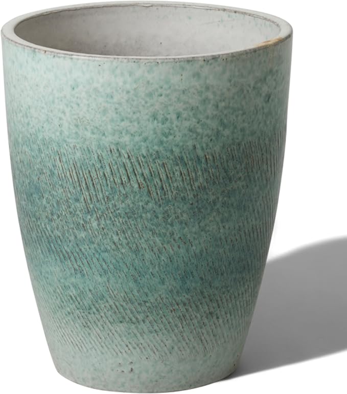 Emissary Home and Garden Bullet 11.5 in. Coastal Splash Ceramic Round Planter (11.5 in. L x 11.5 in. W x 14 in. H) with Drainage Hole-Ruum Studio Home