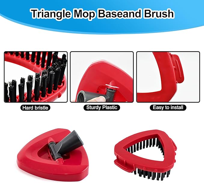 Spin Mop Head,Mop Handle,Base,Brush Compatible with Ocedar RinseClean 2 Tank Spin Mop System,2 Microfiber Spin Mops Replacement Head,4 Section Iron Mop Handle 30-58",Base and Scrub Brush Combo Set-Ruum Studio Home