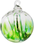 Luke Adams Glass | 3" Mini Glass Tree of Life | Handmade Ornament | Hanging Garden Gazing Ball | Indoor Outdoor Home Décor | (Adventurine Green)-Ruum Studio Home