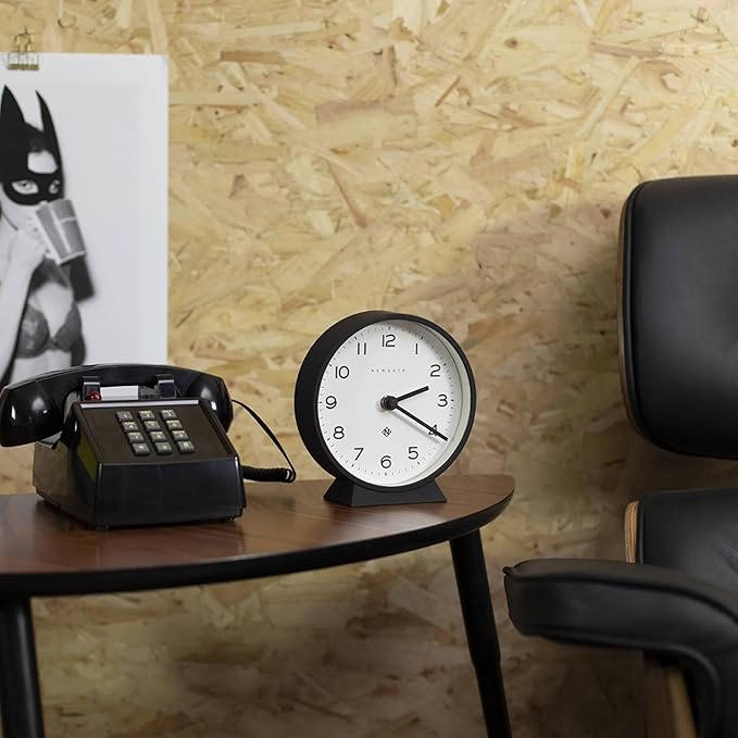NEWGATE® M Mantel Echo Desk Clock | Modern Round Design | Black | Easy to Read Numbers | Contemporary Style for Desk, Table, Shelf or Bedside-Ruum Studio Home