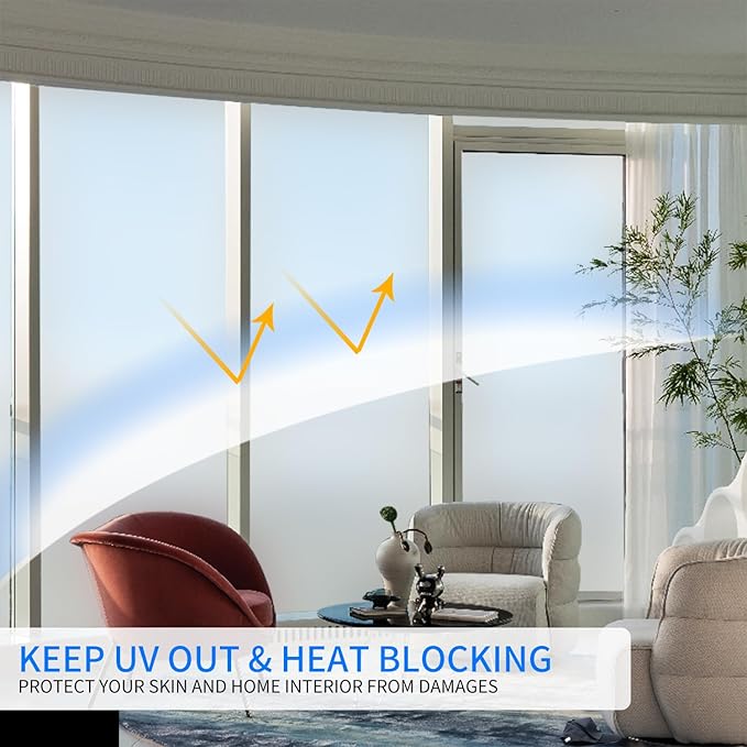 Window Privacy Film with Installation Tools, White Frosted, Static Cling, Anti UV, Heat Control, Ideal for Home Shower Office Glass Door (White Frosted, 23.6X78.7Inch)-Ruum Studio Home