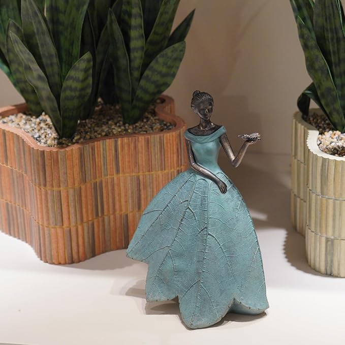 Guichifun Fairy Statue Collection Home Decoration - Leaf Angel Girls with Dragonfly Resin Home Decor for Outside or Inside Rustic Garden Outdoor Yard Decorations Figurines Gift 7.4 x 5.25 x 12 Inch-Ruum Studio Home