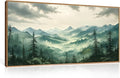 Celestdeco Green Foggy Mountain Framed Canvas Wall Art Set, Misty Forest Wall Decor, Watercolor Pine Tree Wall Painting, Large Nature Landscape Art Print for Living Room, Bedroom, Office - 20"X40"-Ruum Studio Home