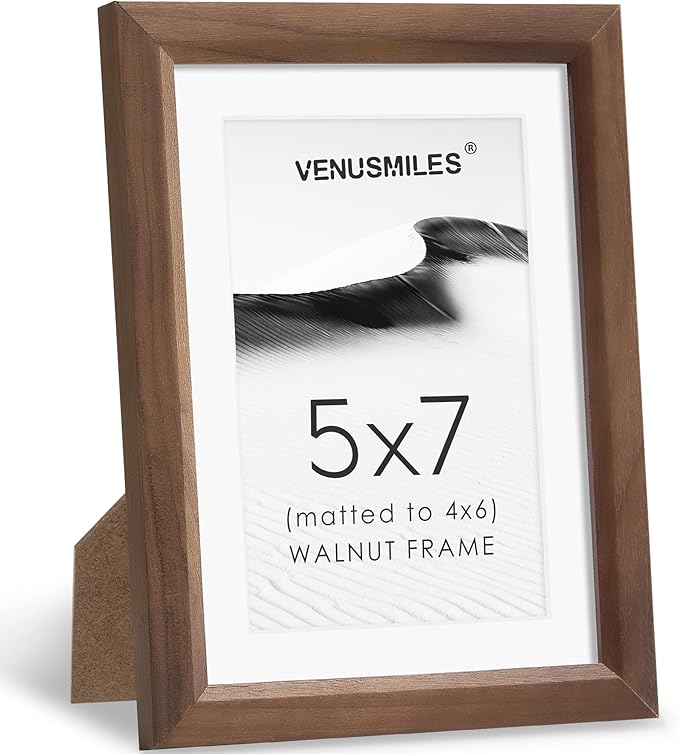 5x7 Picture Frame Natural Solid Walnut Photo Frames with 4x6 Removable Mat Wall Hanging Large Handcrafted Frame with HD Plexiglass Wall and Tabletop Display Large Poster Frame-Ruum Studio Home