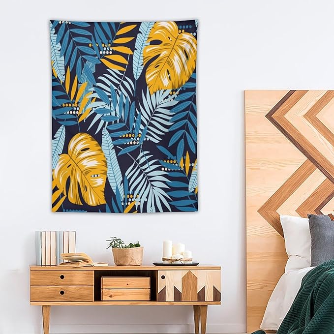 ICMOLYYENLO Palm Leaf Tapestry Wall Hanging, Tropical Leaves Plant Jungle Green Hawaiian Art Home Decor for Guest Bedroom Living Room Dormitory 60x60 Inch-Ruum Studio Home