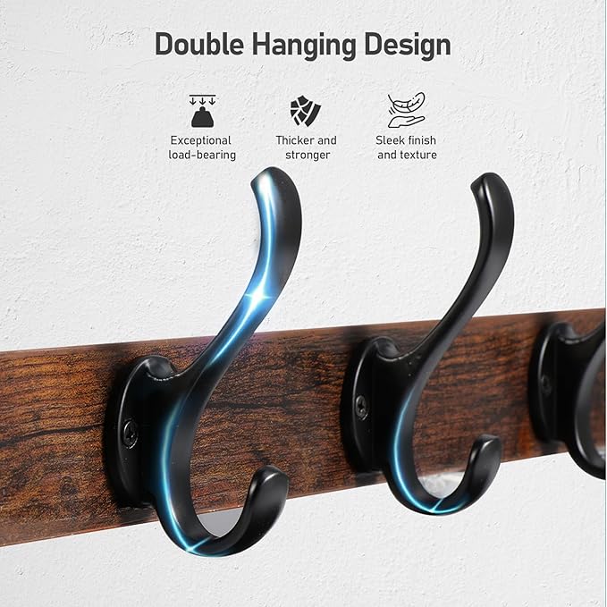 Tatub 29" Rustic Coat Rack Wall Mount with Shelf, Entryway Wall Hooks with Shelf, Coat Hangers for Bathroom, Living Room, Bedroom, Rustic Black-Ruum Studio Home