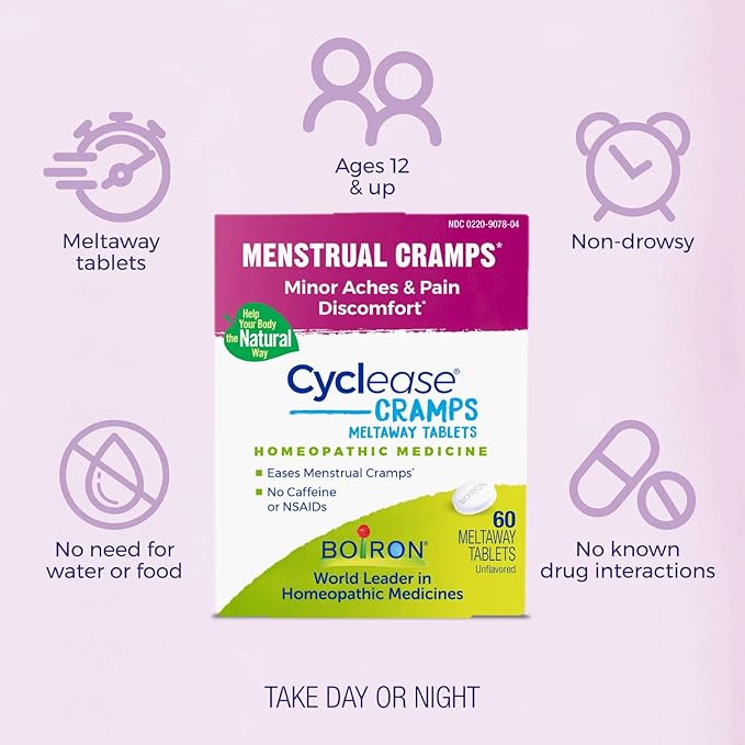 Boiron Cyclease Cramps Tablets for Relief from Menstrual Cramps, Aches, Pain, and Discomfort - 60 Count-Ruum Studio Home