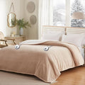 Sealy Electric Blanket King 100"*90",Super Cozy Flannel to Sherpa Reversible Heated Blanket King Size with 10 Heating Levels & 1-12 Hours Auto Off Overheating Protection Machine Washable,Beige-Ruum Studio Home