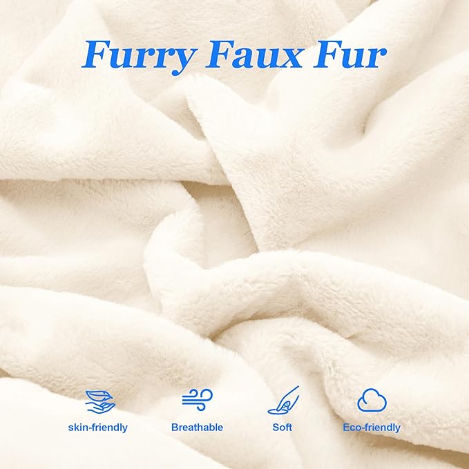 Hobestluk 3 in 1 Bean Bag Chair Giant Bean Bag Chairs for Adults with Plush Faux Fur Cover Convertible Bean Bag Floor Cushion with Machine Washable Cover for Living Room (Plush White)-Ruum Studio Home