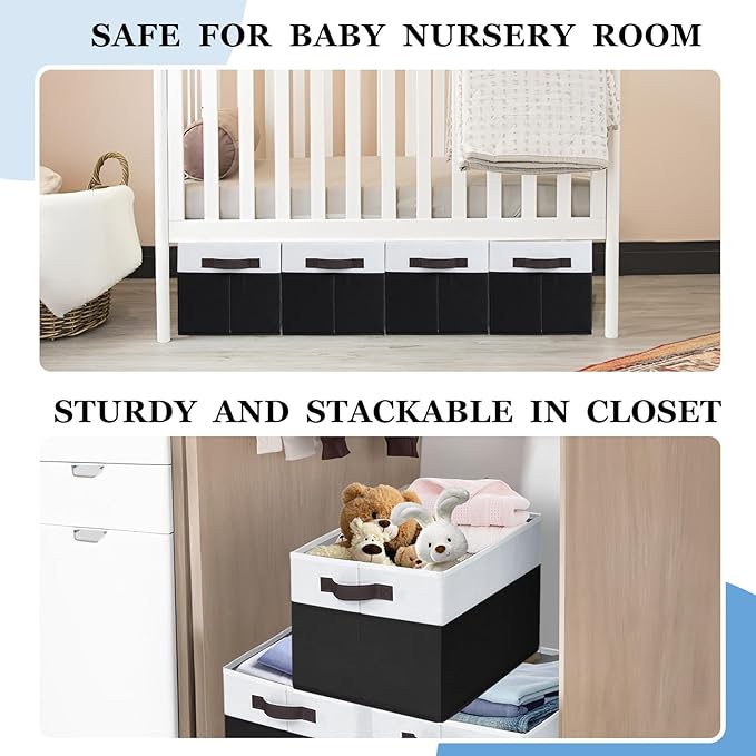 Criusia Large Storage Bins for Shelves 4 Pack, Closet Storage Baskets for Clothes Blanket Beddings Towels, Collapsible Fabric Closet Organizer Bins with Handles/ Laundry Room Organization-Ruum Studio Home