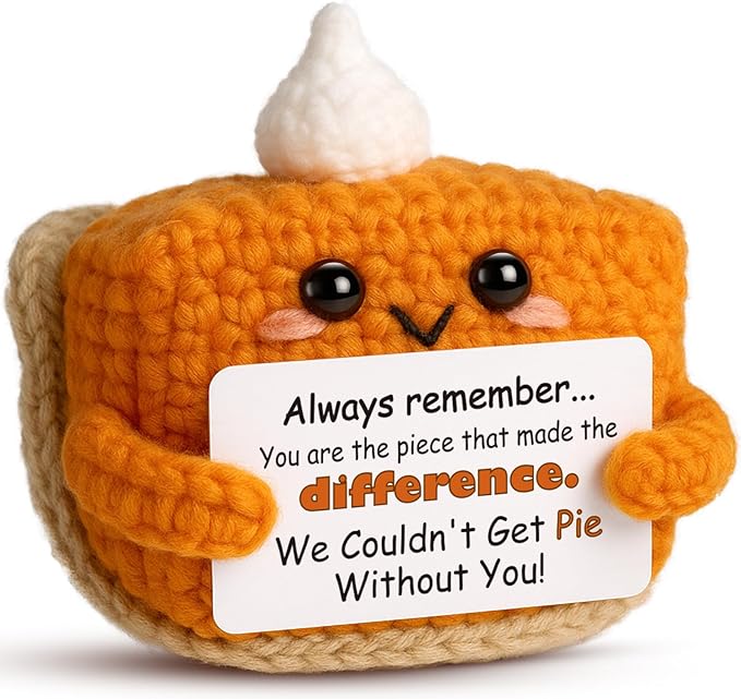 Crochet Appreciation Pumpkin Pie - Farewell Gifts for Coworkers, Bosses, Employees, Volunteers, Teachers, Mini Fall Office Decor for Leaving, Going Away, New Beginning, Retirement, Thank You-Ruum Studio Home