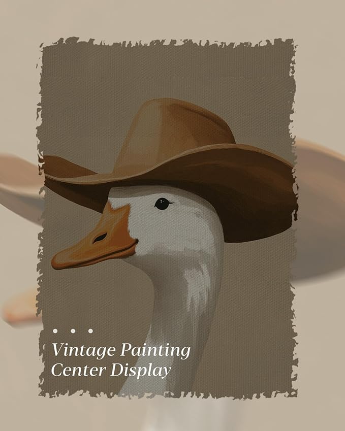 HUARCEY Gold Framed Vintage Wall Art for Living Room, Trendy Duck Canvas Print Wall Decor Maximalist Eclectic Artwork Gallery Picture Oil Painting Boho Western Cowboy Decor Bedroom Bathroom 12"x16"-Ruum Studio Home