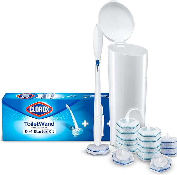 Clorox Original Toilet Cleaning System - ToiletWand, Storage Caddy and 16 Heads, Dorm Room Essentials, (Package May Vary)-Ruum Studio Home