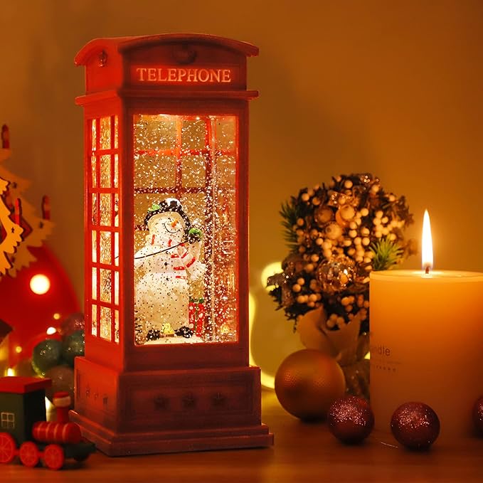 House & Garden Decoration,Christmas Lantern with 8 Pieces of Music,Sparkling Crystal Keep Circling Around The Snowman Families Music Box as a (Snowman)-Ruum Studio Home