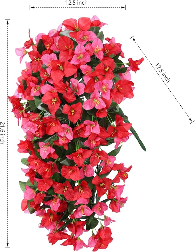 Faux Bougainvillea Artificial Flowers Plants for Outdoors Outside Decoration, 2pcs Fake Flowers Silk Long Trailing Vines UV Resistant Realistic for Front Door Porch Planter Urn Patio Balcony Yard, Mix-Ruum Studio Home