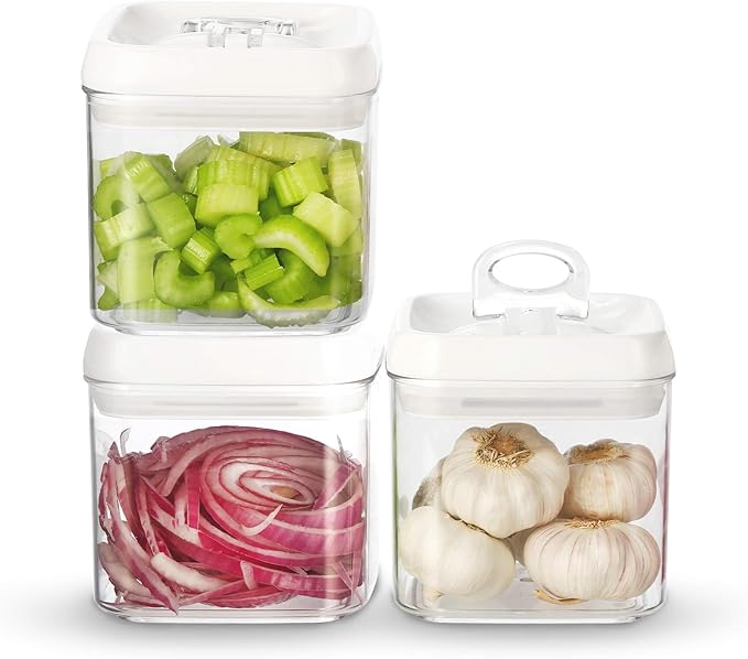 Felli Flip Tite Food Storage Container 5" LARGE Size Airtight Lid Lock Top, Stackable Kitchen Canister for Space Saving, Pantry Fridge Cupboard Organizer, Spice Seasoning Pet Treats Snack (1.1 qt)-Ruum Studio Home