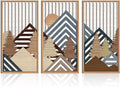 IARTTOP Large Mountain Wood Wall Art 16"x32"x3 Abstract Forest Wall Sculpture Geometric Boho Sunset Wilderness Artwork for Bedroom Living Room Office-Ruum Studio Home