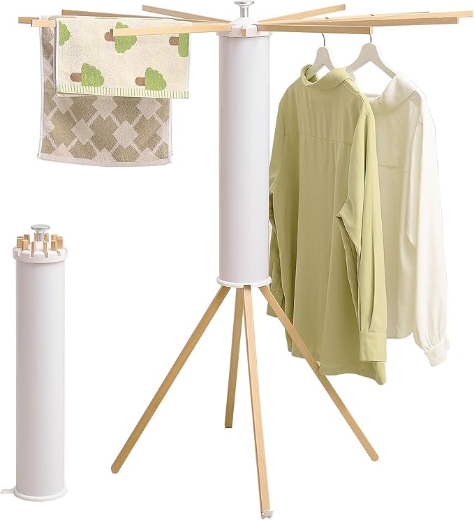 Clothes Drying Rack 4 Legs,Laundry Hanger Dryer Rack,Portable Drying Rack,Foldable Drying Rack-Drying Rack Clothing Laundry Bedroom Household Wooden-12rods-Ruum Studio Home