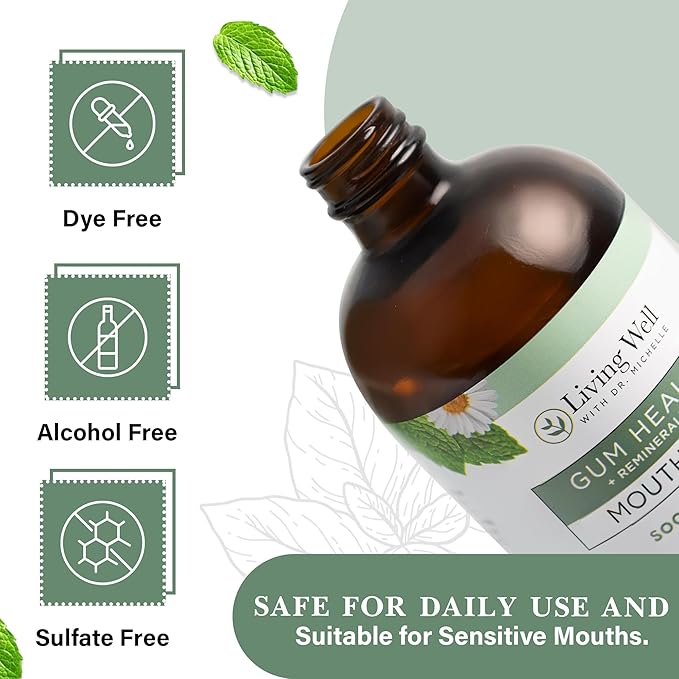 Remineralizing + Gum Health Mouthwash – Soothing Mint | Hydroxyapatite, Colloidal Silver | Alcohol-Free, Fluoride-Free, Fresh Breath Support-Ruum Studio Home