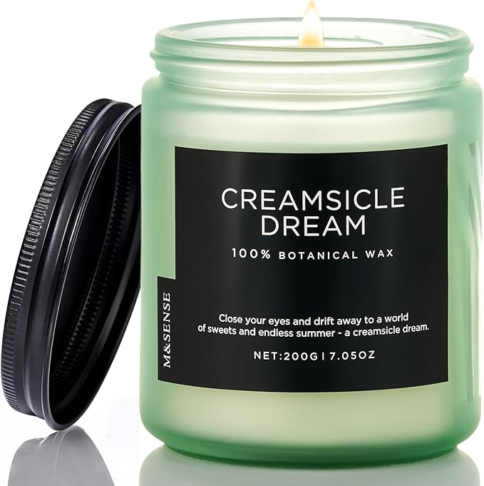 M&SENSE Orange Creamsicle Scented Candle, 7.05oz 50 Hours Slow Burning Non Toxic Natural Soy Wax 2 Wick Candle for Home Scented, Long Lasting Home Fragrance Gifts for Housewarming & Anniversry-Ruum Studio Home