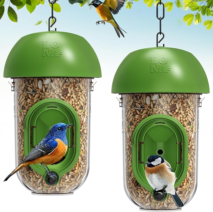 LONA Bird Feeders for Outdoors 2 Pack, Tube Birds Feeder Weatherproof with Multiple Hanging Methods, Wild Feeding Silo for Outside, 1 Port-Ruum Studio Home