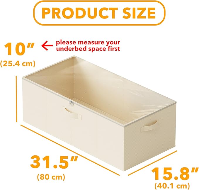 SpaceAid 4 Pack 10" High Under Bed Storage Containers, Large Underbed Storage Organizer Bins with Lids for Bedroom, Dorm, Clothes, Closet Organization, Bed Sheets and Blankets (Beige)-Ruum Studio Home