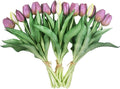15pcs Artificial Tulips Flowers, Fake Tulips Real Touch, Faux Latex Bouquets, for Party Wedding Home Room Decoration (Purple)-Ruum Studio Home