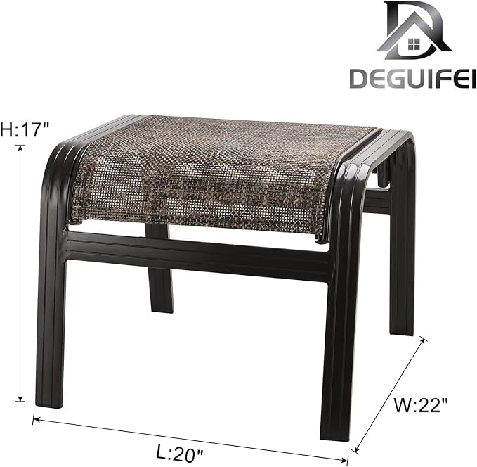 Patio Footstools Outdoor Foot Rest Aluminum Ottomans Samll Seat Wicker Furniture Patio Ottoman 2 Pieces Brown-Ruum Studio Home