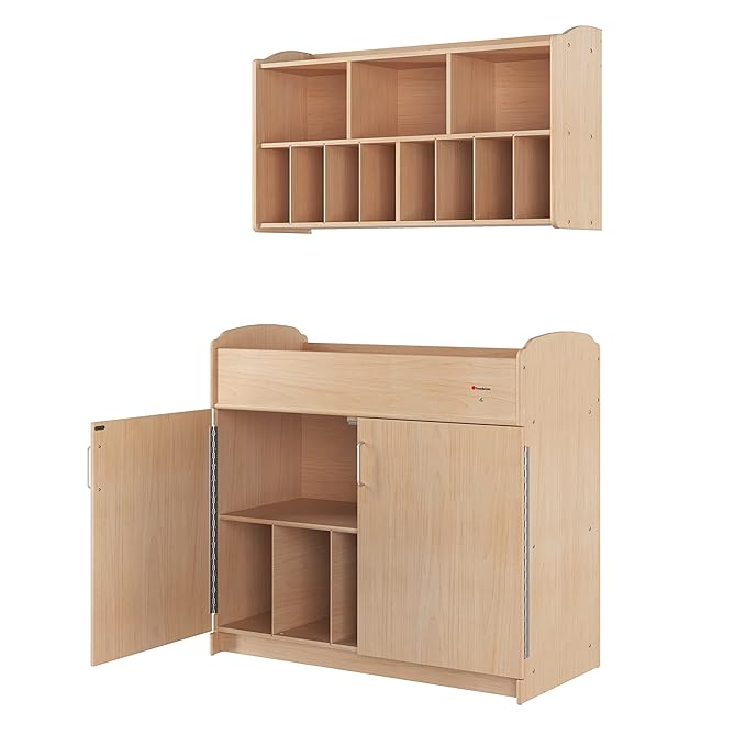 Foundations Serenity Wooden Diaper Organizer for Daycares, 3 Large & 8 Small Storage Compartments, Natural Wood Construction, Maximum Durability (Natural)-Ruum Studio Home