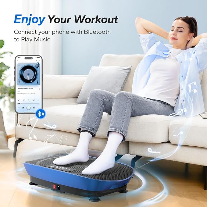 MERACH Vibration Plate Exercise Machine, Whole Body Workout Equipment for Women, Bluetooth and Silicone Pedal, Vibration Plate with Auto Mode, Vibrate Fitness Platform for Home-Ruum Studio Home