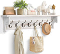 BECHAEO 35.8'' Wood Coat Rack Wall Mount with Shelf, White Wall Coat Rack with Hooks, Farmhouse Rustic Coat Hooks for Entryway Bathroom Hallway Kitchen Bedroom-Ruum Studio Home