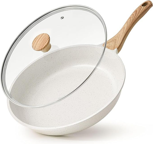 SENSARTE Nonstick Ceramic Frying Pan Skillet with Lid, 11 Inch Omelet Pan, Healthy Non Toxic Chefs Pan, Induction Compatible Egg Pan with Heat Resistant Handle, Free of Intentionally Added PFAS/PTFE-Ruum Studio Home