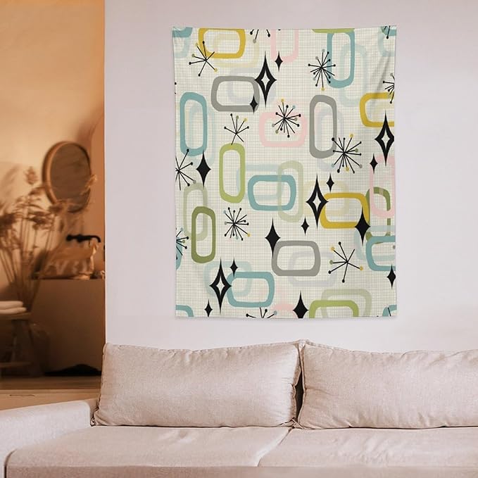 ICMOLYYENLO Boho Medieval Cat Tapestry, Abstract Atomic Starburst Geometric Aesthetic Art Wall Hanging For Bedroom Living Room Dormitory 60x80 Inches-Ruum Studio Home