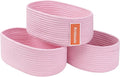 Cute Baskets for Shelf Storage Small Woven Basket to Store and Organize Daily Items/Durable Rope Basket for Living Room, Bedroom,Playroom/Oval-13x8.66x5.11’’,Stylish 3 Packs Pink-Ruum Studio Home