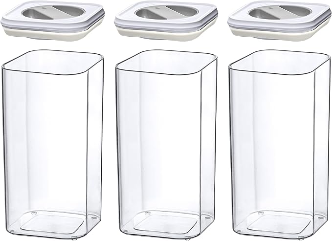 Amazing Abby - Carol - 112-Ounce Acrylic Canister (Set of 3), Plastic Airtight Food Container, Stackable for Pantry Storage, BPA-Free and Shatter-Proof, Perfect for Home and Commercial Use-Ruum Studio Home
