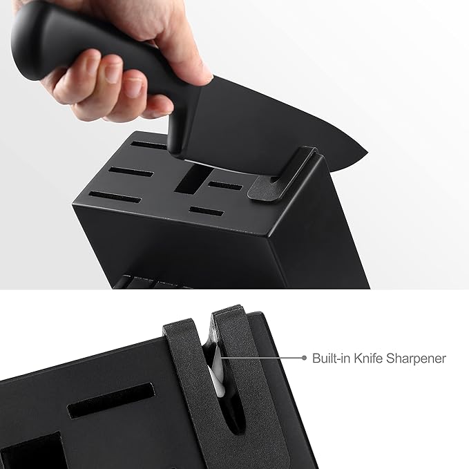 McCook® Knife Sets,German Stainless Steel Knife Block Sets with Built-in Sharpener, Black-Ruum Studio Home