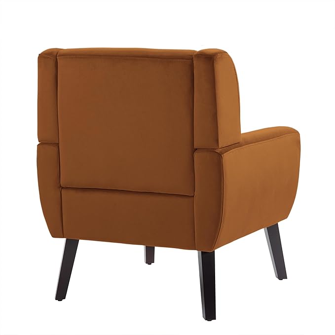 UIXE Accent Chair, Velvet Upholstered Armchair for Living Room, Modern Club Arm Chairs Comfy Single Sofa Button Tufted Bedroom Reading Seat - Orange, Set of 1-Ruum Studio Home